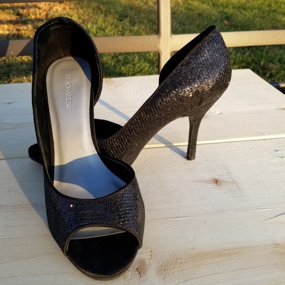 Le Chateau Black Sparkle Heels - Picture 1 of 5